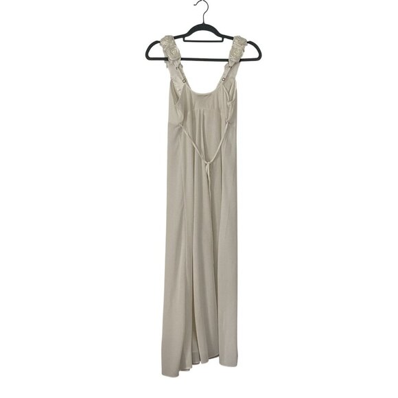 Flora Nikrooz S Chiffon Satin Nightgown Rosette Strap Back Tie Bridal Negligee - Picture 2 of 8